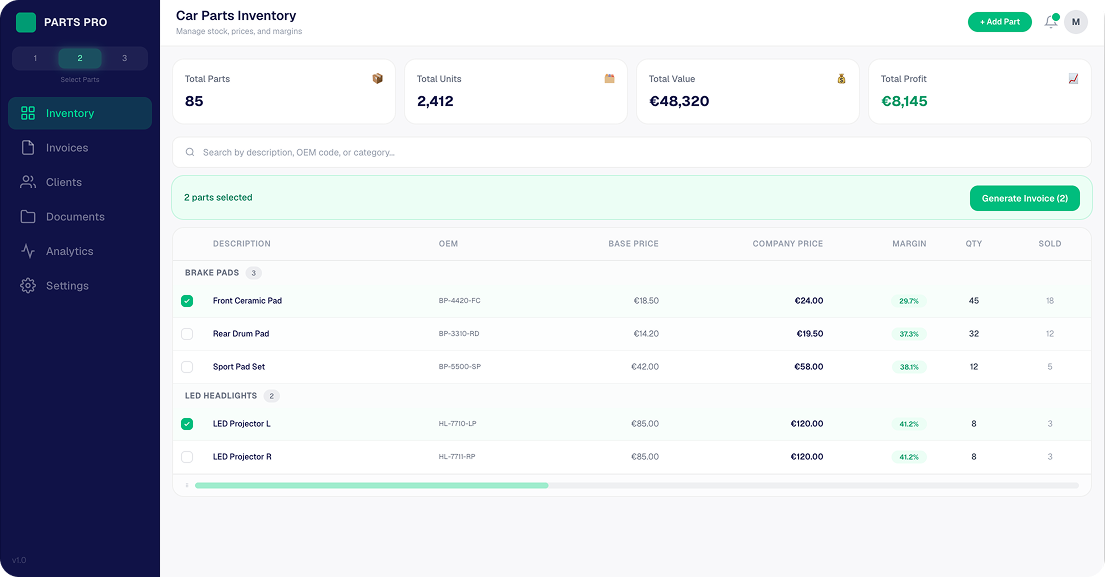 Parts Management Dashboard